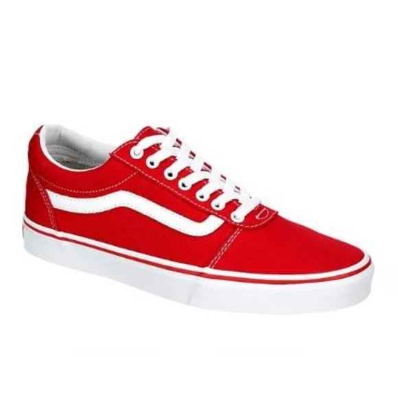 VANS Ward Waffle Low Men's Bright Red/White Canvas Casual Fashion Skate Shoes - Picture 3 of 5